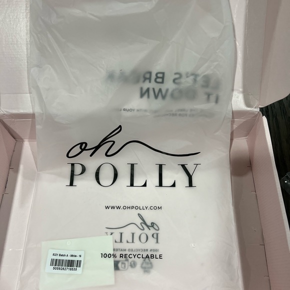 Oh Polly DUHAMEL Embellished Asymmetric Maxi Dress in White | Sizes 12 & 16 - Picture 7 of 8